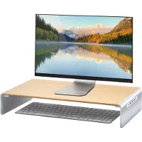 J5CREATE - Wood Monitor Stand With Docking Station