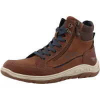 Mustang Schnürboots SHOES "Benedetto", Herren, Gr. 42, Textil, braun (cognac), Lederimitat, Basic, Schuhe Schnürboots, High Top Sneaker, Schnürboots mit Reißverschluss