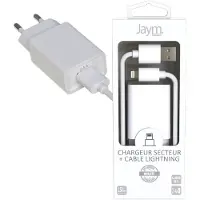 Jaym , USB-A Netzteil 2.4A Ladegerät inkl. 1.5m Lightning Kabel, Weiß