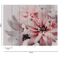 Profhome 382701-GU Fototapete Blumen Matt Rosa Weiß Grau 3,71 m x 2,8 m 0,53 m x 20,10 m 10,39 m2 Rosa