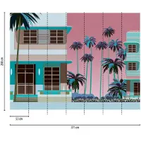 Profhome 398931-GU Fototapete Architektur Matt Blau Pink Braun 3,71 m x 2,8 m 0,53 m x 20,10 m 10,39 m2 Blau