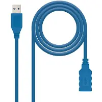 Nanocable 10.01.0902-BL, 2 m, USB A, USB A, USB 3.2 Gen 1 (3.1 Gen 1), Männlich/Weiblich, Blau