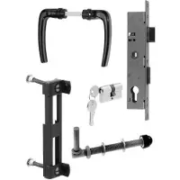 GAH Alberts Alberts Zubehör-Set für Wellengitter-Tore bis 1500 mm Höhe, Türklinke und Schloss, Grün