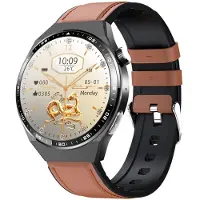 INF Smartwatch mit EKG, Körperzusammensetzungsanalyse, Blutzusammensetzungsanalyse (Harnsäure, Blutfette) Schwarzes und braunes Lederarmband