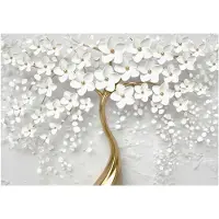 WALLARENA Fototapete 3D Baum in Beige | Gr.: 400 x 280 cm