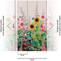 Profhome 398831-GU Fototapete Blumen Matt Rosa Grün Gelb Blau 1,59 m x 2,8 m 0,53 m x 8,80 m 4,45 m2 Rosa
