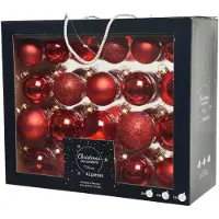 Kaemingk Weihnachtskugel Glas gl-mt-glit-tr sortiert Weihnachten rot (rood)