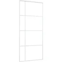 vidaXL Schiebetür ESG-Mattglas und Aluminium 90x205 cm Weiß