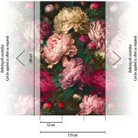 Profhome 398621-GU Fototapete Blumen Rosa Rot Pink Grün-Braun 1,59 m x 2,8 m 0,53 m x 8,80 m 4,45 m2 Rosa