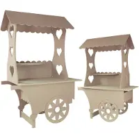 MonsterShop Candy Cart Bundle: Süßigkeitenwagen aus MDF-Holz, zwei Größen – ideal für Hochzeiten, Geburtstage, Taufen & Events