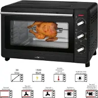 Clatronic Multi-Backofen | 30 Liter Backraum | Umluft + Ober- und Unterhitze | 90 Minuten-Timer mit Endsignal | MBG 3728 schwarz
