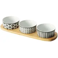 5 Five Servierbrett Snacks - Steingut - weis - mit 3x Schalen