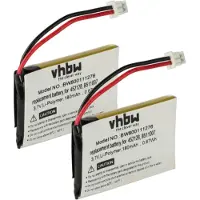 VHBW 2x Akku kompatibel mit Plantronics CS60 Wireless Headset Kopfhörer (180 mAh, 3,7 V, Li-Polymer)