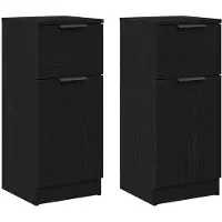 vidaXL Sideboard 2 pcs Schwarz Eichen-Optik 30 x 30 x 70 cm