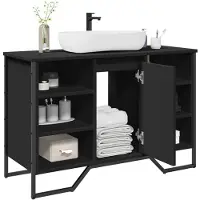 vidaXL Waschbeckenunterschrank Schwarz 91x35x60 cm Holzwerkstoff