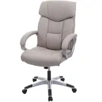 Mendler Bürostuhl HWC-A71, Chefsessel Drehstuhl, Kunstleder - taupe-grau