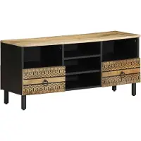 vidaXL TV-Schrank Schwarz 100x33,5x46 cm Raues Mangoholz