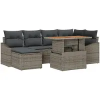 vidaXL Garten-Sofa-Set 7 stk. Grau Poly Rattan