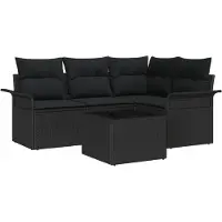 vidaXL Gartensofa-set 5 stk. Schwarz Poly-Rattan