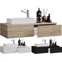 VCM 2-tlg Set | Waschplatz für Gäste WC | Gästebad | Waschtisch Toilette | Badmöbel Badezimmer Set - Gudas