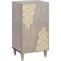 vidaXL Sideboard Grau und Gold 40 x 33 x 75 cm Massivholz Mango
