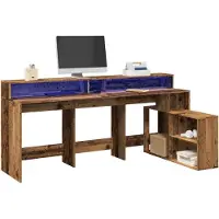 vidaXL LED-Schreibtisch Altholz-Optik 200x104x91 cm Holzwerkstoff