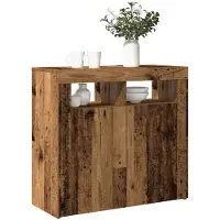 vidaXL Sideboard mit LED-Leuchten Altholz-Optik 80x35x75 cm