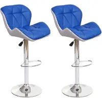 Mendler 2er-Set Barhocker HWC-A92, Barstuhl Tresenhocker, höhenverstellbar Kunstleder blau