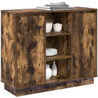 vidaXL LED-Sideboard Geräucherte Eiche 90 x 32 x 75 cm Holzwerkstoff