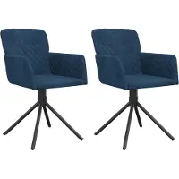vidaXL Esszimmerstühle 2 Stk. Drehbar Blau Samt