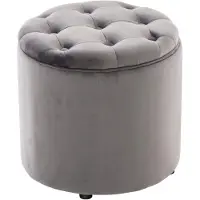 Décoshop26 - Aufbewahrungshocker mit Stauraum in grauem Samtstoff 42x44cm TABO10080