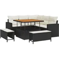 vidaXL Gartensofa-set 9 stk. 6-Sitzanzahl Schwarz und Creme