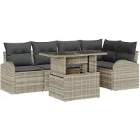vidaXL Gartensofa-set 6 Stk. Hellgrau Poly-Rattan