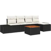 vidaXL Gartensofa-set 6 stk. Schwarz Poly-Rattan