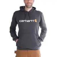 Carhartt Pullover Signature Logo Hooded Sweatshirt Men Carbon Heather-XL