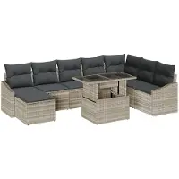 vidaXL Garten-Sofa-Set 9 Stk. Hellgrau und Dunkelgrau