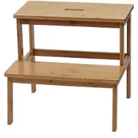 Mendler Tritthocker HWC-B87, Stufenhocker Trittbank Holzhocker, Bambus 43x47x38cm