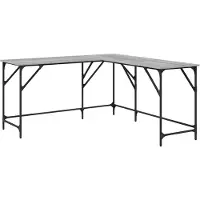 vidaXL Schreibtisch Grau Sonoma 149x149x75 cm Holzwerkstoff