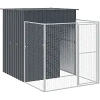 vidaXL Hundehütte mit Auslauf Anthrazit 165x251x181cm Verzinkter Stahl
