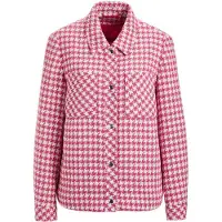 Goldner Kurzgröße: Blazer mit Hahnentrittmuster in pink / weiß / gemustert | Gr.: 21