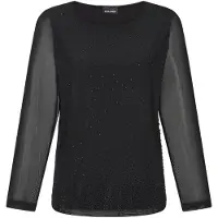Goldner Kurzgröße: Blusenshirt mit Glitzersteinen in schwarz | Gr.: 25