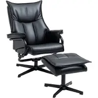 EStore Relaxsessel mit Hocker-75L x 84B x 101H cm-Schwarz | Gr.: onesize