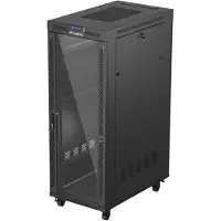 Lanberg FF01-6032-12BL, Bodenmontiertes Regal, 32U, 1200 kg, Lenkrollen, 115 kg, Schwarz
