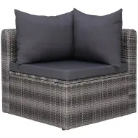 vidaXL 4-tlg. Garten-Sofagarnitur mit Kissen Grau Poly Rattan