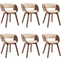 vidaXL Esszimmerstühle 6 Stk. Creme Bugholz und Kunstleder