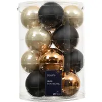 Molecule Weihnachtskugeln aus Glas, Durchmesser 8 cm, schwarz, 16 Stück, (zwart)