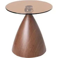 Beliani Beistelltisch Braun aus Metall Glas Rund Klein Modernes Design Eleganter Stil Couchtisch Kaffeetisch Akzenttisch für Wohnzimmer