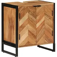 vidaXL Badschrank 55x35x60 cm Massivholz Akazie und Eisen
