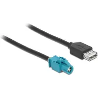 DeLOCK Kabel HSD Z Buchse zu USB 2.0 Typ-A Buchse 1 m Premium, Weiblich, Weiblich, Schwarz, Blau, 1 m, Gold, 45 mm