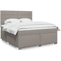 vidaXL Boxspringbett mit Matratze Taupe 180x200 cm Stoff